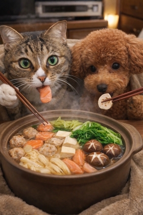 猫画像｜鍋を突っつくにゃん！メルでーす！